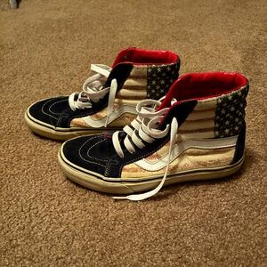 American flag hi top vans women size 8